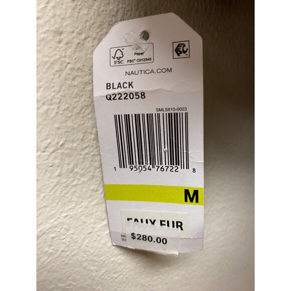 Nautica Women's Black Faux Fur Trim Hooded Puffer Coat Size M Defected (RIPPED) - Picture 7 of 8